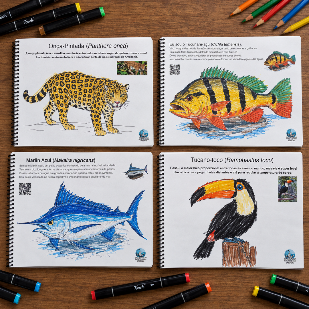 Coleção Descobertas da Natureza | Kit Completo com 4 Cadernos DFISH Goods