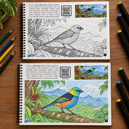 Pássaros Brasileiros | Livro Interativo para Colorir