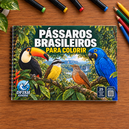Pássaros Brasileiros | Livro Interativo para Colorir